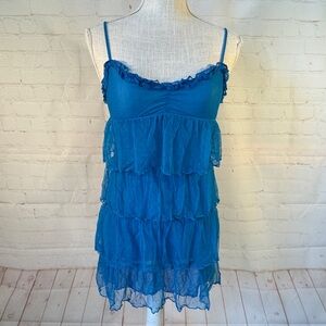 Victoria's Secret Pink Teal Lingerie Nightie Layered Lace Sheer Mesh XS